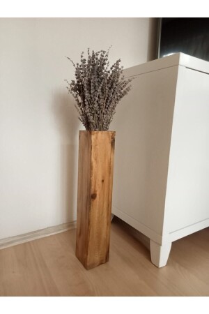 Dekorative Holzvase Pampas Künstliche Blumenvase Hohe Figur 54 cm - 2