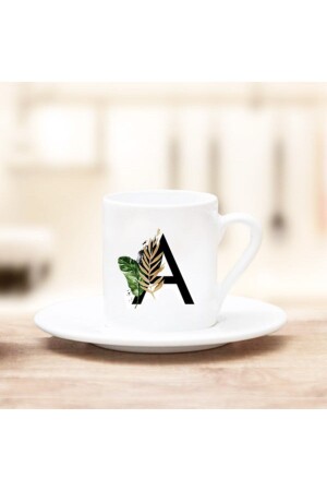 Dekorative Kaffeetasse im Blatt-Design mit dem Buchstaben A mit der Aufschrift AZ-1500 - 1