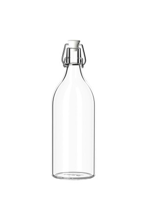 Dekorative Korkenglas-Wasserflasche mit Verschlussdeckel, 1 Liter gemusterte, verschließbare Glasflasche - 3