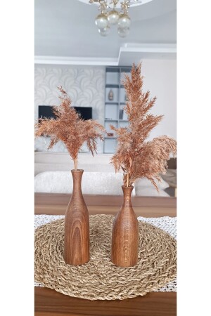 Dekorative Vase Blumentopf Holz 2er Set Größe 18 cm 15 cm - 1