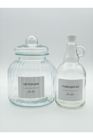 Dekorativer Glaswaschmittelbehälter/Box 3,5 Liter und Weichspülerflasche 1 Liter jesse000600 - 1