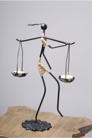 Dekorativer Kerzenhalter mit weiblicher Figur aus Metall in Schwarz met26 - 1