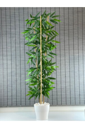 Dekorativer künstlicher Bambusbaum mit 3 Stämmen, 110 cm, neues Produkt, 100 % Bambus - 2