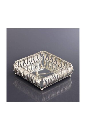 Dekorativer Luxus-Serviettenhalter in Silber, quadratisch, Kristallstein, Tisch-Serviettenhalter gms3 - 1