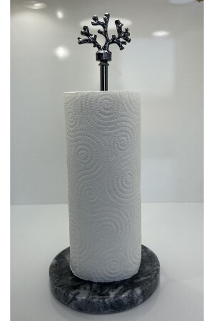 Dekorativer Rollenpapierhandtuchhalter aus geräuchertem Marmor für Badezimmer – Küchenorganisator – Platin 2022–03 - 2