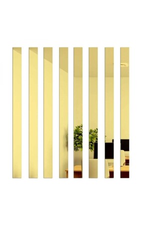 Dekorativer Streifen Goldspiegel Plexi Wandornament 2. 5×120cm 5 Stück (Kleber) Wird als Geschenk geliefert - 6