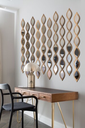 Dekorativer Wassertropfen-Spiegel, 10-teiliger Holzrahmen mit Muster AW92016 - 1
