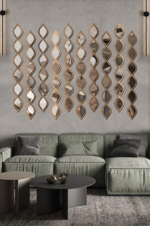 Dekorativer Wassertropfen-Spiegel, 10-teiliger Holzrahmen mit Muster AW92016 - 2