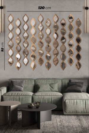 Dekorativer Wassertropfen-Spiegel, 10-teiliger Holzrahmen mit Muster AW92016 - 3