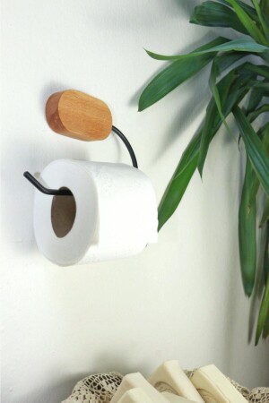 Dekorativer WC-Papierhalter aus Naturholz Bau03-WC--WOOD - 1