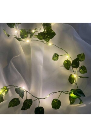 Dekoratives grünes Blatt, künstlicher 230 cm Efeu und 3 m lange LED-Tageslichtfee - 3