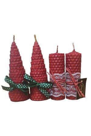 Dekoratives natürliches Waben-Bienenwachs-Kerzen-Set, Honigkerze, Geschenkkerze, Weihnachtsgeschenk, A3 - 4