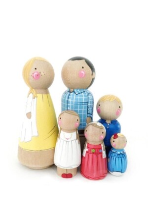 Dekoratives Peg-Familien-Malset, natürliche Holz-Peg-Babyfarbe und Pinsel - 4