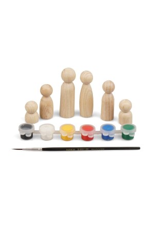 Dekoratives Peg-Familien-Malset, natürliche Holz-Peg-Babyfarbe und Pinsel - 5