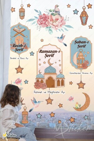 Dekoratives Wand-Glasaufkleber-Set mit Ramadan- und 3-Monats-Motiv „Welcome Ramadan – Recep Şaban Month“ 30 x 120 - 2