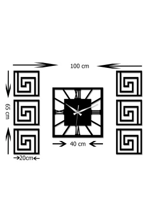 Dekoratives Wanduhren-Set mit Beistelltisch, Heimdekoration, GS POLAT SCHWARZE WANDUHR - 6