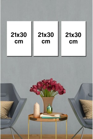 Dekoriertes MDF-Malerei-Set, 3-teilig, 3 mm – Blumen-Wanddekoration für Wohnzimmer, Wohnzimmer, Schlafzimmer - 5