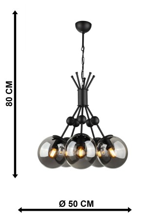 Delf 5. li Kronleuchter aus schwarzem Rauchglas BEG1151BEG05 - 6