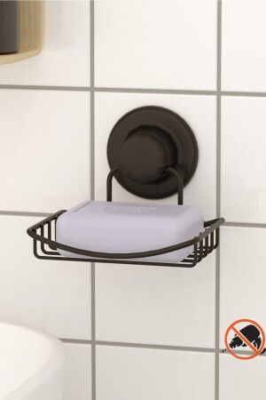 DELME VİDA MATKAP YOK! VAKUMLU SABUNLUK MAT SİYAH DM265 11.DM.265.07 - Teknotel