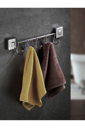Sas Delmeye Son Yapışkanlı 5 Kancalı Mutfak Banyo Havlu Bornoz Askısı Krom Y-605 PRA-5673426-0232 - Sas Haus