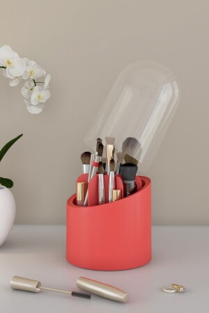 Deluxe Make-up-Pinsel- und Kosmetik-Organizer, hygienischer Organizer mit transparenter Abdeckung - 2