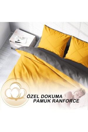 Deluxe Renforce Çift Kişilik Nevresim Takımı %100 Pamuk Sarı-gri014533 0145532652 - 3