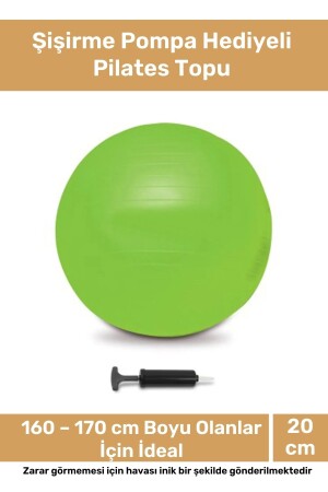 Deluxe Serisi Dayanıklı Yüksek Kalite Mini Gymball 20cm Yeşil Pilates Topu Şişirme Pompa Hediyeli - 1