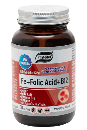 Demir + Folik Asit + Vitamin B12 + Vitamin C - 30 Tablet PHYTDFCLLGNTBLT-59 - 2