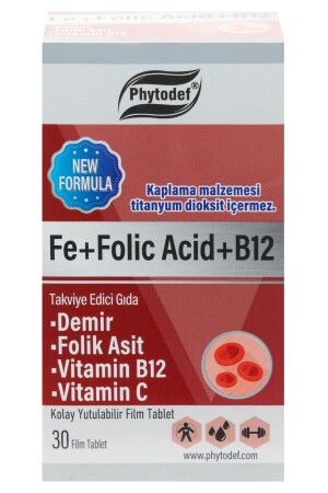 Demir - Folik Asit - Vitamin B12 - Vitamin C - 30 Tablet - 4