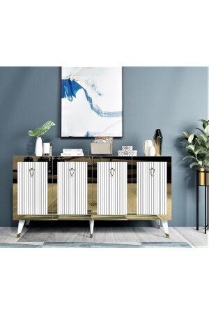 مـنـز ليزـر نمط عـارٍ من المواصفات البيضاء الذهبية - DEMONTE DECOR