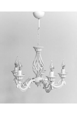 MNZ-Marine 5 Arm Cast White Chandelier 5131 - Berk Avize
