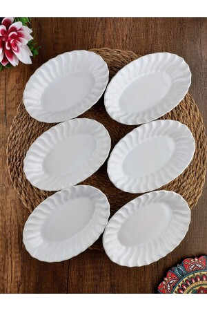 Deniz 6-teiliges Keramik-Frühstücks-/Snackschalen-Set – Weiß 16 x 10,5 x 3,5 cm SND1010 - 6