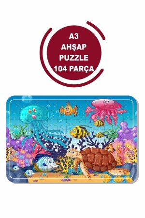 Deniz Canlıları A3 104 Parça Puzzle- Oyuncak- Yapboz - 1