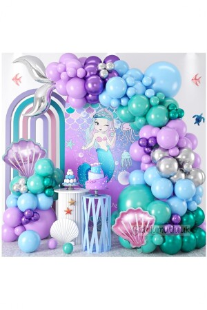 Deniz Kızı Konsept Metalik Balon Seti Parti Doğum Günü Konsept Eğlence - 1