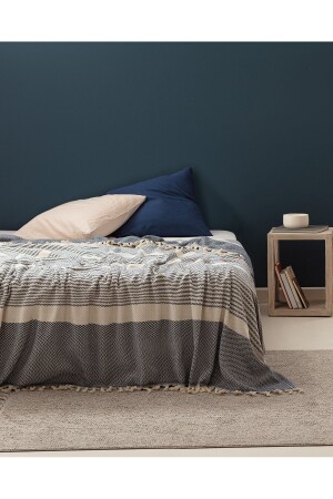 Denney Doppelbett-Tagesdecke – Ecru/Indigo - Madame Coco