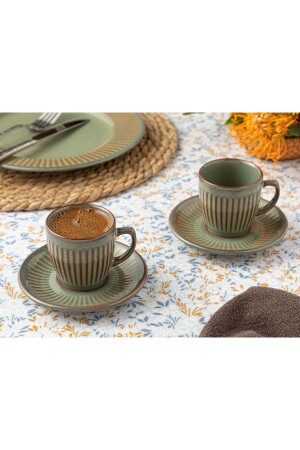 Dentro Keramik-Set mit 2 Kaffeetassen 95 ml grün 10036197 - English Home