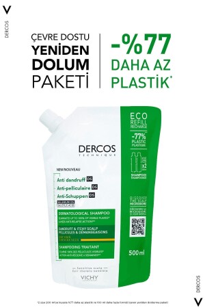 Dercos Anti-Schuppen Anti-Schuppen-Pflegeshampoo – Trockenes Haar – Nachfüllpackung 500 ml - 3