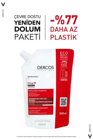 Dercos Energy- Saç Dökülmesi Karşıtı Şampuan - 500 ML Yeniden Dolum Paketi - 3