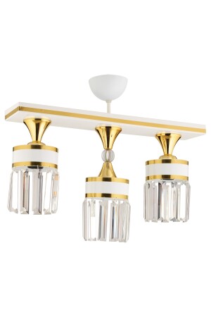 Derin 3 Lü Beyaz Gold Kristal Taşlı Caka Modern Lüks Avize 3016 - 2