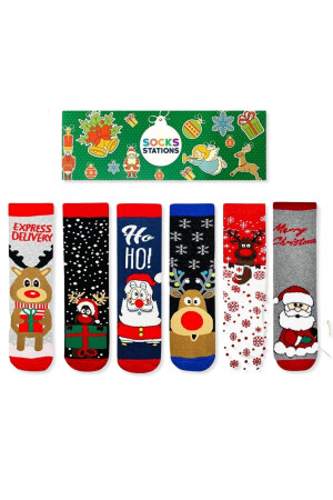 Desenli Çorap Renkli Çorap 4'lü Set Kadın Ve Erkek Çorap Kaliteli Çorap SS-Christmas2023 - 1