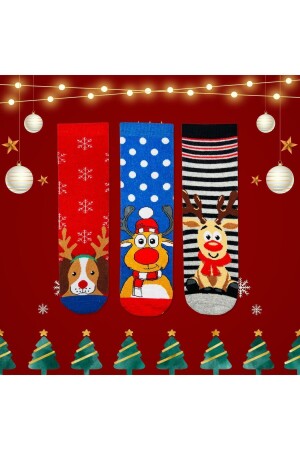 Desenli Çorap Renkli Çorap 4'lü Set Kadın Ve Erkek Çorap Kaliteli Çorap SS-Christmas2023 - 3