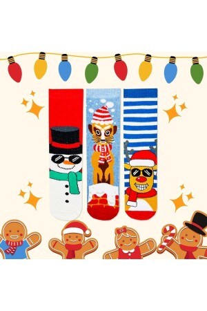Desenli Çorap Renkli Çorap 4'lü Set Kadın Ve Erkek Çorap Kaliteli Çorap SS-Christmas2023 - 7