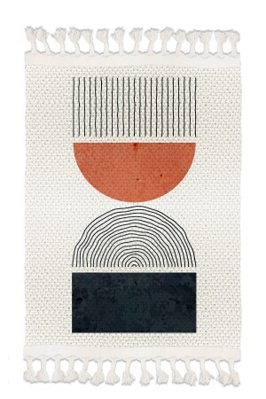 Desenli Yıkanabilir Modern Tekli Banyo Paspası Halı Vintage Dokuma Kilim 50x80cm elsekaratezgahbny - 5