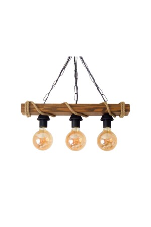 Design 3-teiliger dekorativer Nigrum-Kronleuchter aus rustikalem Seil aus Holz HUMAAVZ0013 - 2