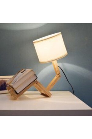 Design Holzmann Tischlampe Lampenschirm Nachtlicht mit Bücherregal HOLZ ADAM01 - 2
