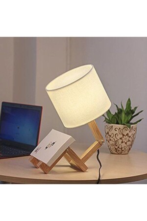 Design Holzmann Tischlampe Lampenschirm Nachtlicht mit Bücherregal HOLZ ADAM01 - 4