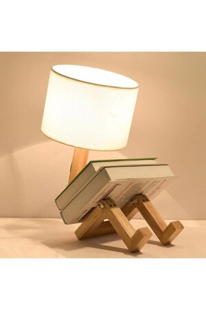 Design Holzmann Tischlampe Lampenschirm Nachtlicht mit Bücherregal HOLZ ADAM01 - 5