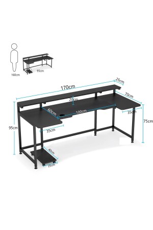 Design Schwarzer Gaming- und Arbeitstisch - 7