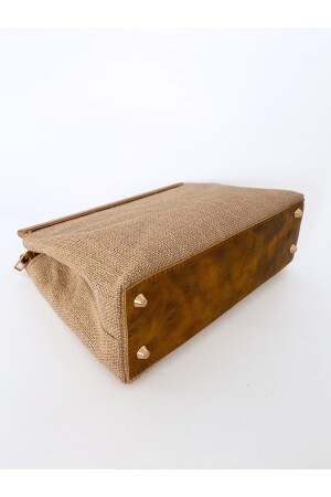 Detaillierte Damen-Clutch-Handtasche aus Jute-Stroh aus Holz HYBAH01 - 4