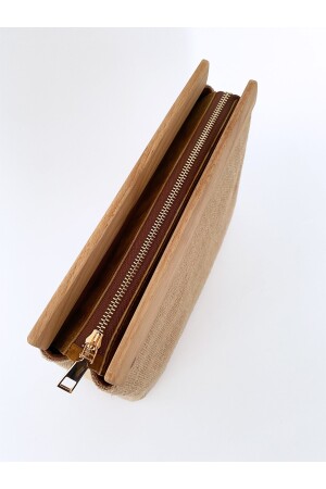 Detaillierte Damen-Clutch-Handtasche aus Jute-Stroh aus Holz HYBAH01 - 5